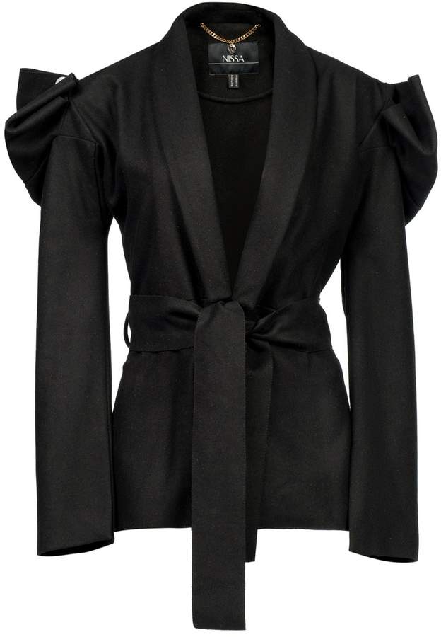 Nissa - Elegant Coat with Waist Belt & Puffed Sleevs