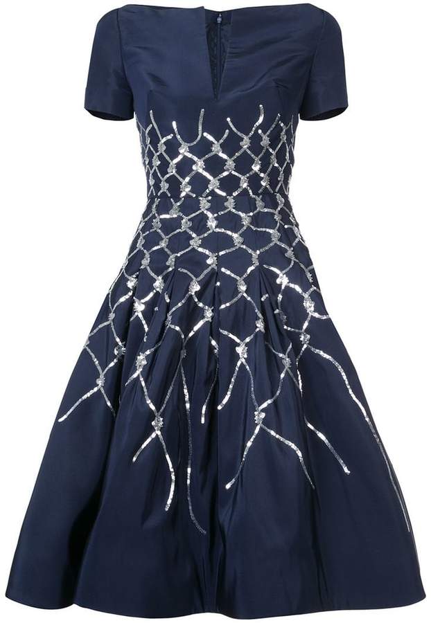 sequin embellished flared dress