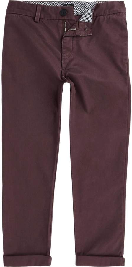 Boys burgundy chino trousers