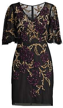 Aidan Mattox Women's Beaded Flutter Sleeve Cocktail Dress Aidan Mattox Women's Beaded Flutter Sleeve Cocktail Dress