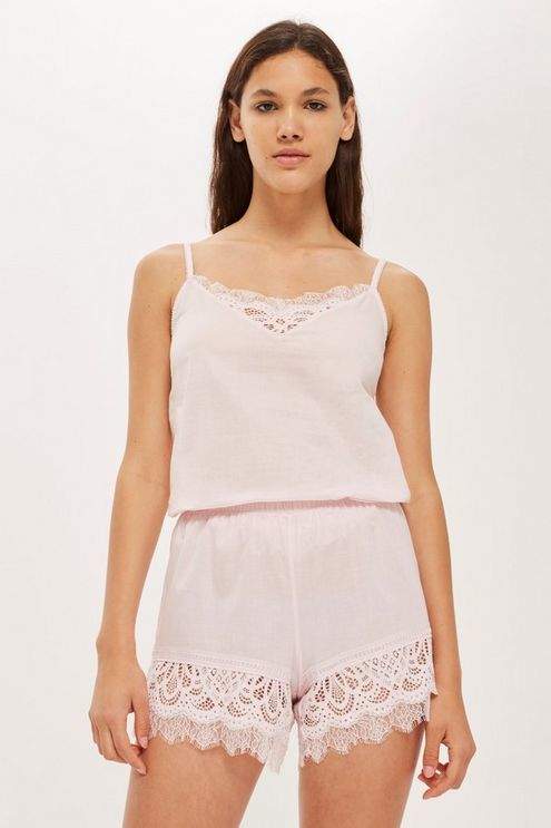 Premium cotton and lace shorts