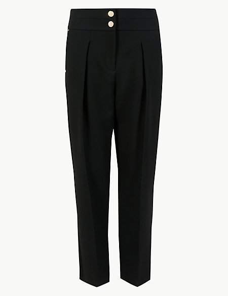 Tapered Leg Crepe Trousers