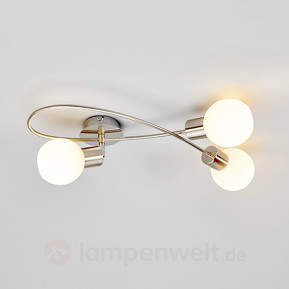 Elegante LED-Deckenlampe Elaina, 3fl. nickel matt