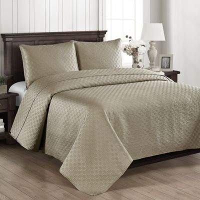 Brielle Basketweave Twin Quilt Set in Linen