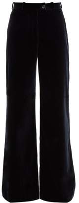 Acne Studios Wide Leg Velvet Trousers - Womens - Navy