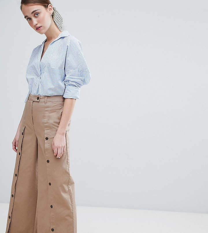 DESIGN Wide Leg Pants With Button Front