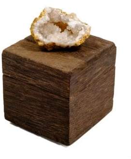 Wood Ring Box with Crystal Geode
