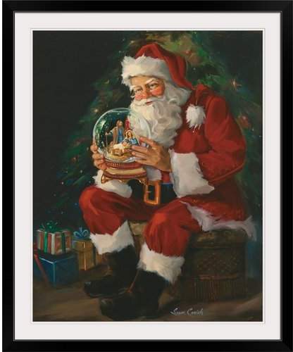 The Holiday Aisle 'Santa Believes' Painting Print Format: Black Framed,