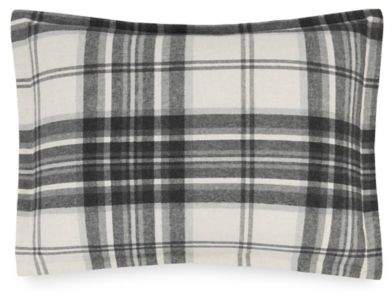Dakota Plaid Cotton Flannel Standard Pillow Sham in Charcoal