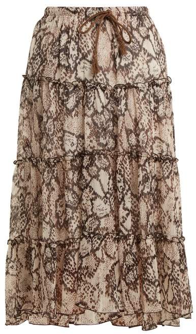 Snakeskin-print chiffon skirt