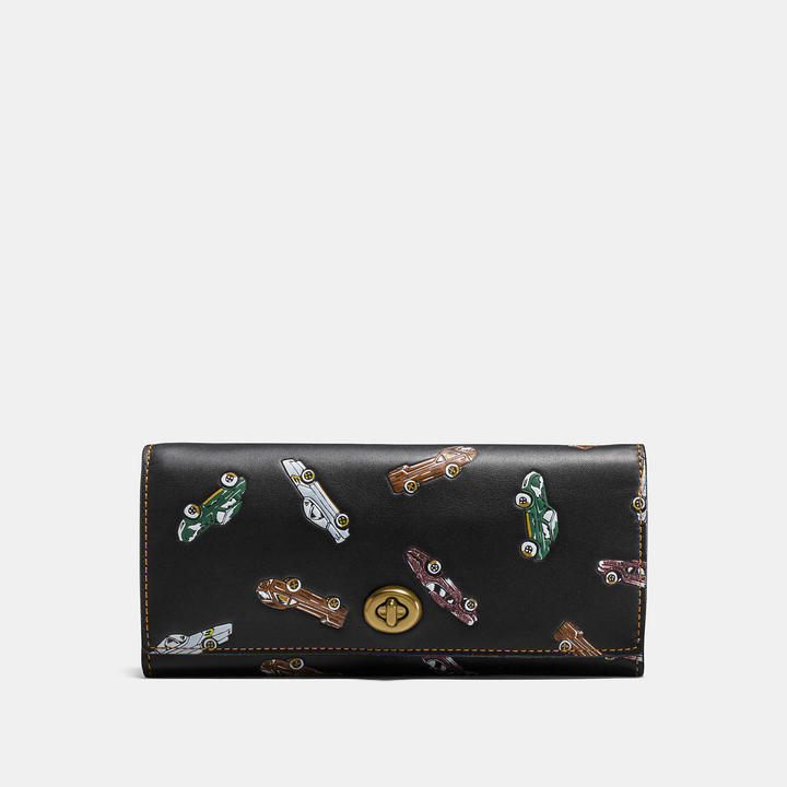 Envelope Wallet In Glovetanned Leather With Car Print