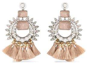 Tasseled Silver And Gold-Tone Crystal And Stone Earrings