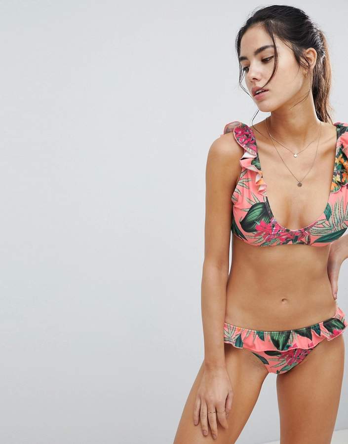 – Gerüschte Bikinhose mit Blumenmuster