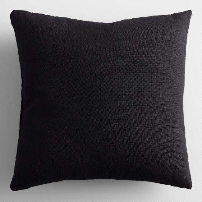 Black Woven Indoor Outdoor Throw Pillow
