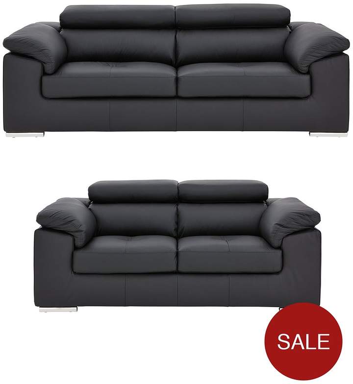 Brady 100% Premium Leather 3-Seater + 2-Seater Sofa Set