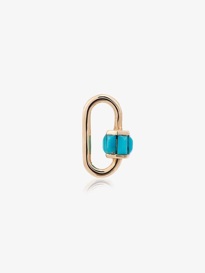 Marla Aaron 14k yellow gold Total Baguette Babylock with turquoise