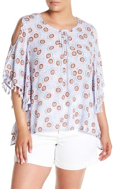 Honeycomb Cold Shoulder Top (Plus Size)