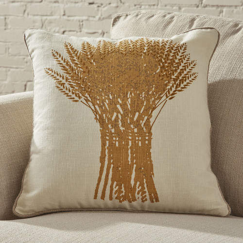 Wheat Bundle Embroidered Pillow Cover