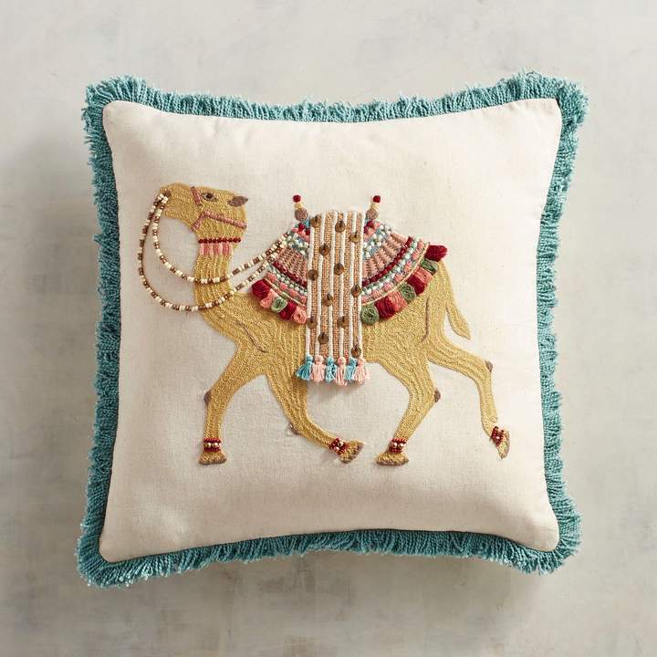 Embroidered Desert Camel Pillow