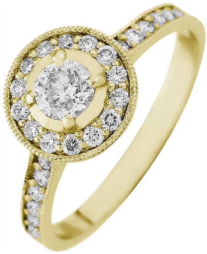 Love DIAMOND 9ct Gold 50 Point Diamond Halo Engagement Ring