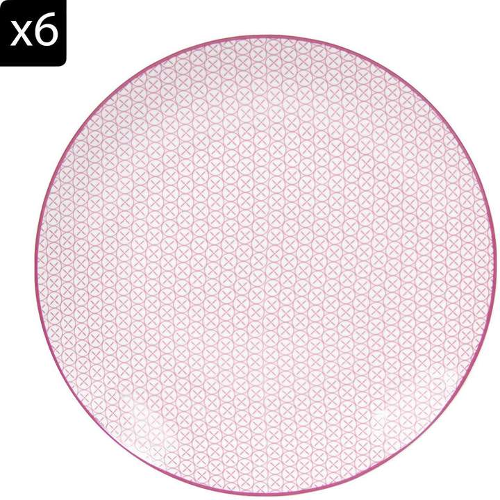 Novastyl Sakura - 6 flache Teller 27 cm - rosa