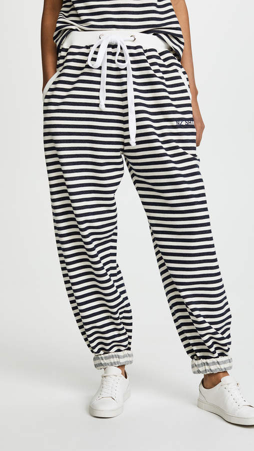 Cotton Jersey Jogging Pants with Stripes