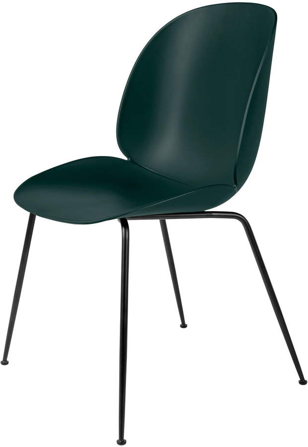Gubi - Beetle Dining Chair, Conic Base schwarz / Grün