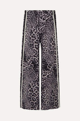 Norma Kamali Elephant Striped Leopard-print Stretch-jersey Wide-leg Pants - Gray