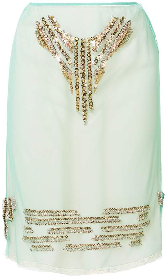 Embellished tulle skirt