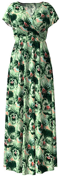 Light Green & Hunter Green Floral Surplice Maxi Dress - Women & Plus