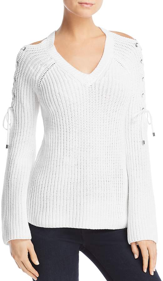 Lace-Up Cold-Shoulder Sweater - 100% Exclusive