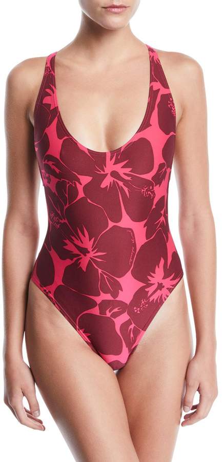 Strappy Cross-Back Floral One-Piece Swimsuit