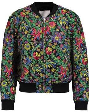 Floral-Print Jacquard Bomber Jacket
