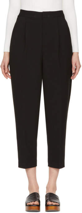 Black Tuck Cropped Trousers