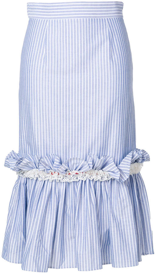 Jour/Né Oxford stripe ruffled skirt