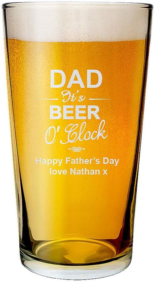 Personalised Dad It's Beer O Clock Pint Glass