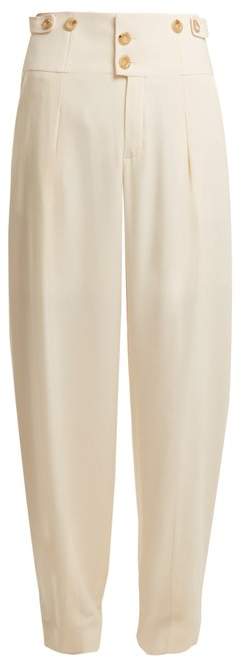 High-rise tapered-leg cady trousers
