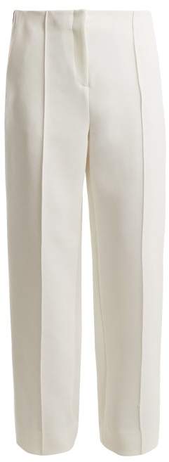 Mid-rise wide-leg side-striped trousers