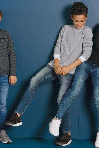 Boys Denim Tint Distressed Skinny Jeans (3-16yrs) - Blue