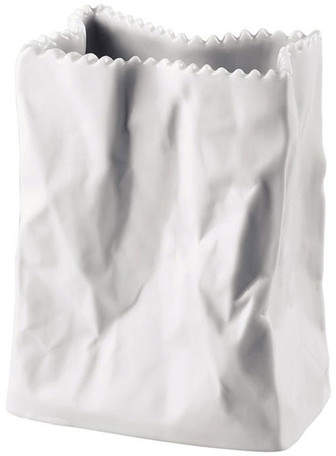 Tütenvase, 10 cm, Weiß-matt poliert