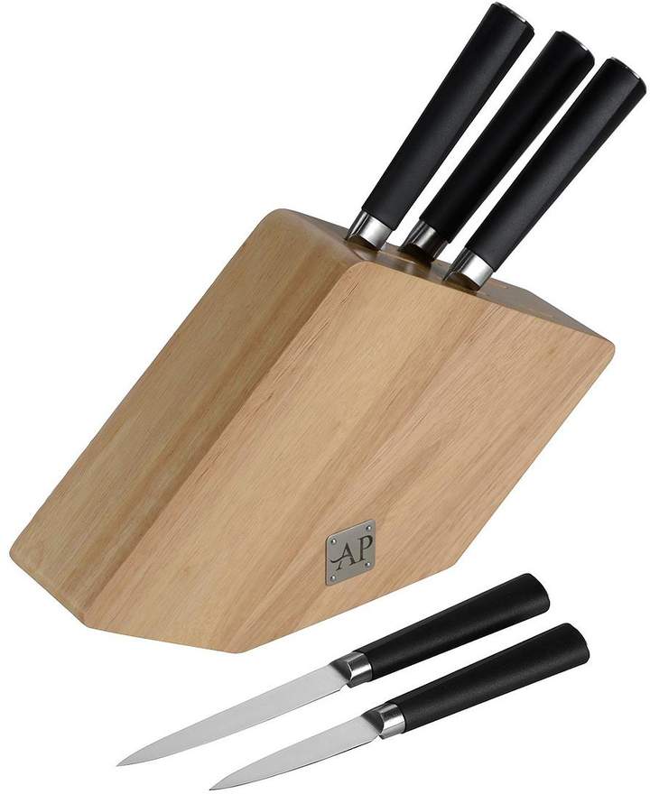 5-piece Knife Block Set With Black Handled Knives