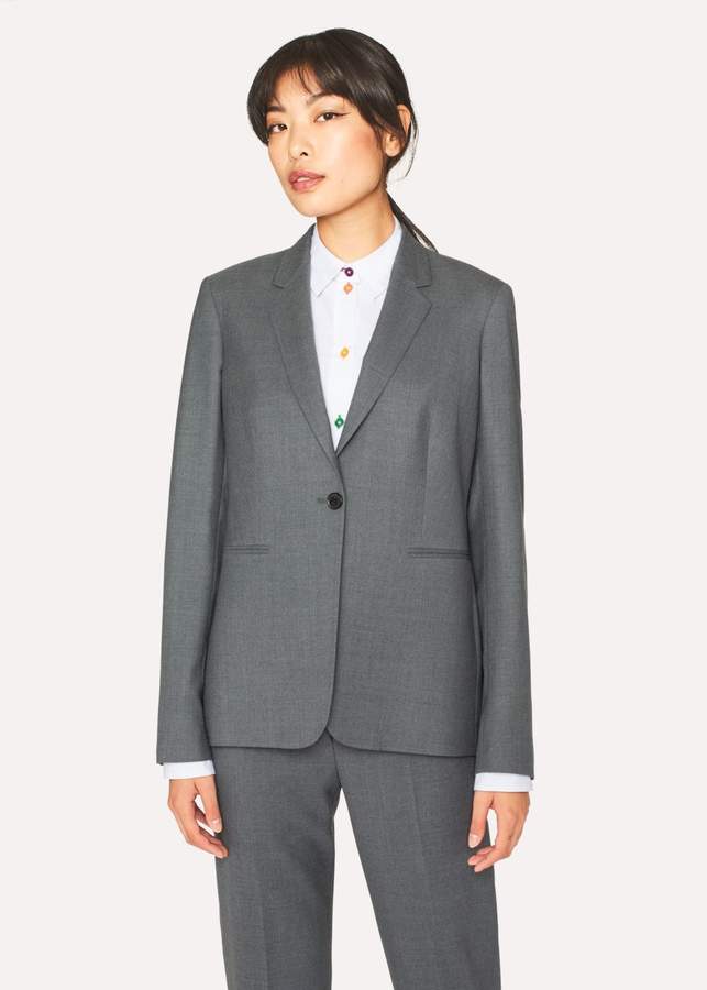 A Suit To Travel In - Women's Grey Marl One-Button Wool Blazer