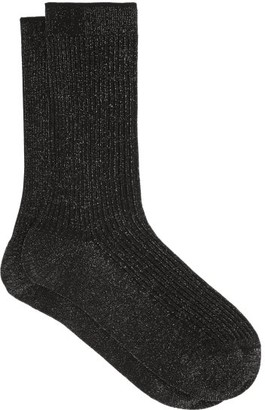 Falke Metallic Ribbed Knit Ankle Socks - Womens - Black Falke Metallic Ribbed Knit Ankle Socks - Womens - Black