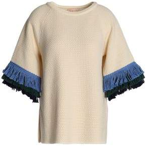 Frayed Wool And Cotton-Blend Top