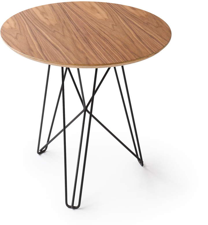 IJhorst Beistelltisch M, Ø 50 cm, schwarz (Ral 9005) / Nussbaum