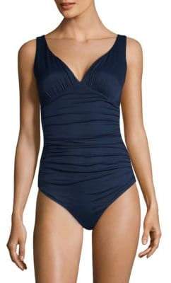 One-Piece Ruched V-Neck Swimsuit