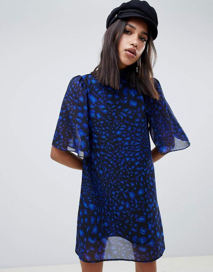 Na Kd leopard print dress in cobalt blue