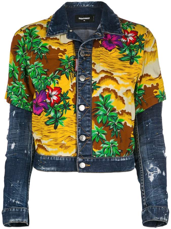 Hawaiian print denim jacket