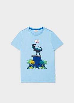 Boys' 8 + Years Blue 'Dinosaur Volcano' Print T-Shirt