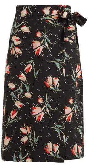 Ikat tulip-print wrap skirt